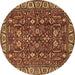 Round Oriental Brown Industrial Rug, urb1144brn