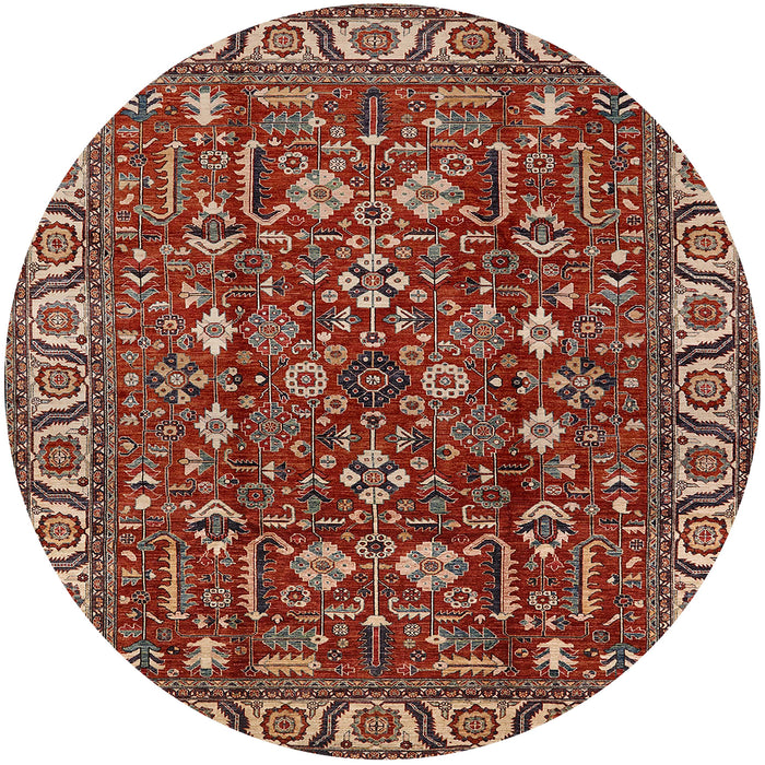 Round Machine Washable Industrial Modern Tomato Red Rug, wshurb1144
