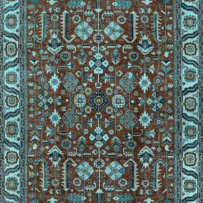 Machine Washable Oriental Light Blue Industrial Rug, wshurb1144lblu