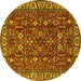 Round Machine Washable Oriental Yellow Industrial Rug, wshurb1144yw