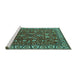 Sideview of Machine Washable Oriental Turquoise Industrial Area Rugs, wshurb1144turq