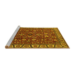 Sideview of Machine Washable Oriental Yellow Industrial Rug, wshurb1144yw