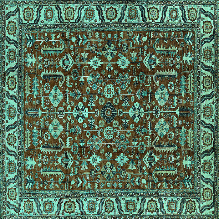 Square Oriental Turquoise Industrial Rug, urb1144turq