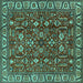Square Oriental Turquoise Industrial Rug, urb1144turq
