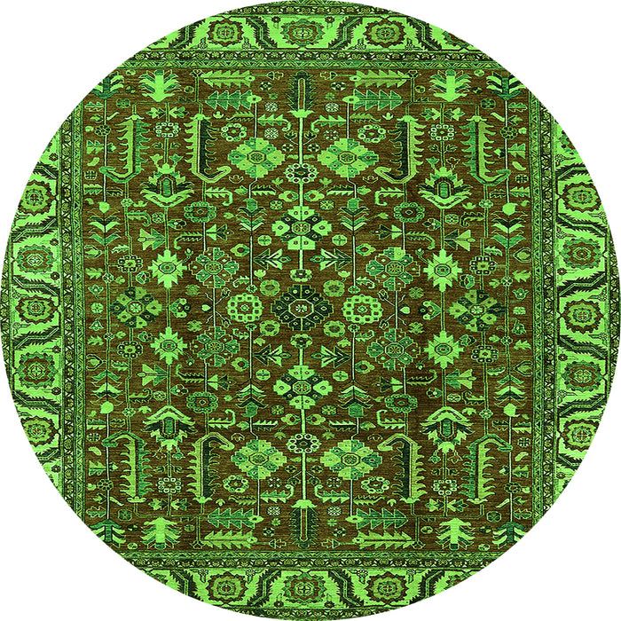 Round Oriental Green Industrial Rug, urb1144grn