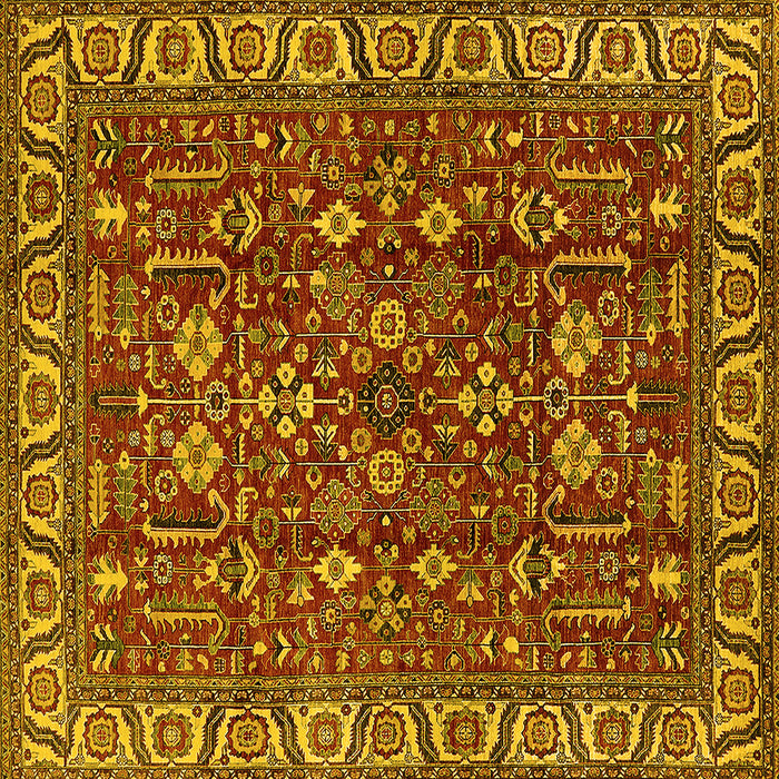Square Oriental Yellow Industrial Rug, urb1144yw