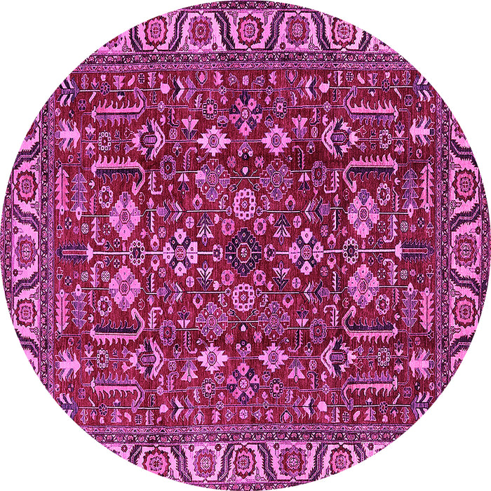Round Oriental Pink Industrial Rug, urb1144pnk