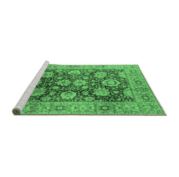 Sideview of Machine Washable Oriental Emerald Green Industrial Area Rugs, wshurb1145emgrn