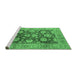 Sideview of Machine Washable Oriental Emerald Green Industrial Area Rugs, wshurb1145emgrn