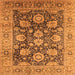 Square Machine Washable Oriental Orange Industrial Area Rugs, wshurb1145org