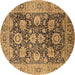 Round Oriental Brown Industrial Rug, urb1145brn