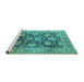 Sideview of Machine Washable Oriental Turquoise Industrial Area Rugs, wshurb1145turq