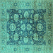 Square Machine Washable Oriental Turquoise Industrial Area Rugs, wshurb1145turq