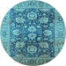 Round Oriental Light Blue Industrial Rug, urb1145lblu