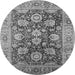 Round Machine Washable Oriental Gray Industrial Rug, wshurb1145gry