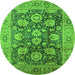 Round Oriental Green Industrial Rug, urb1145grn