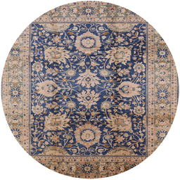 Round Mid-Century Modern Carbon Gray Oriental Rug, urb1145