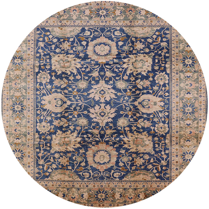 Round Mid-Century Modern Carbon Gray Oriental Rug, urb1145