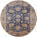 Round Mid-Century Modern Carbon Gray Oriental Rug, urb1145