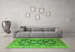 Machine Washable Oriental Green Industrial Area Rugs in a Living Room,, wshurb1145grn