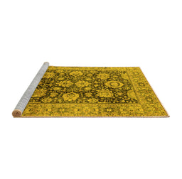 Sideview of Machine Washable Oriental Yellow Industrial Rug, wshurb1145yw