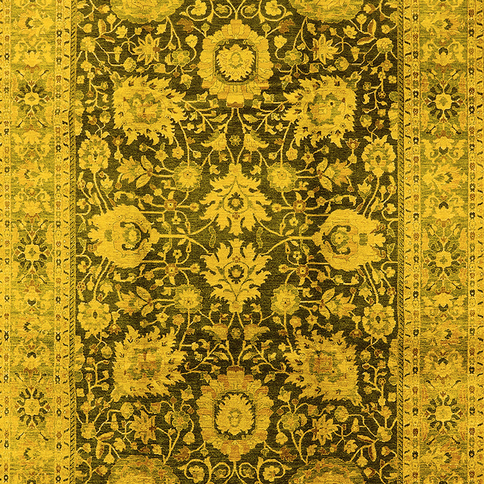 Machine Washable Oriental Yellow Industrial Rug, wshurb1145yw