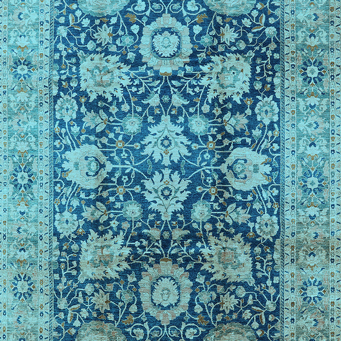 Machine Washable Oriental Light Blue Industrial Rug, wshurb1145lblu