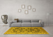 Machine Washable Oriental Yellow Industrial Rug in a Living Room, wshurb1145yw