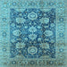Square Machine Washable Oriental Light Blue Industrial Rug, wshurb1145lblu