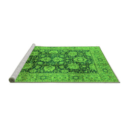 Sideview of Machine Washable Oriental Green Industrial Area Rugs, wshurb1145grn