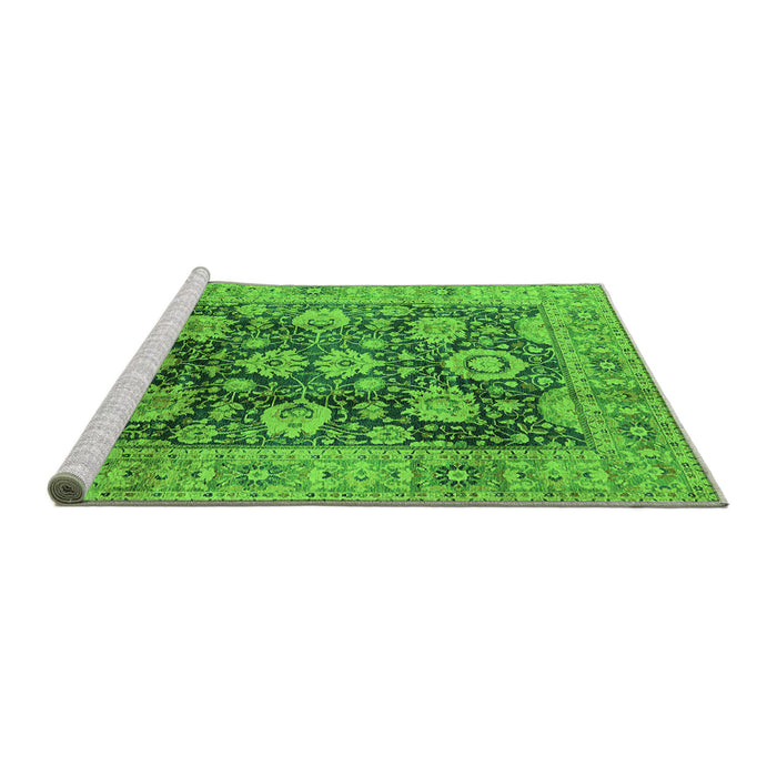 Sideview of Machine Washable Oriental Green Industrial Area Rugs, wshurb1145grn