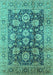 Machine Washable Oriental Turquoise Industrial Area Rugs, wshurb1145turq