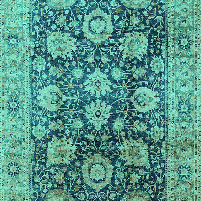 Machine Washable Oriental Turquoise Industrial Area Rugs, wshurb1145turq