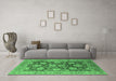 Machine Washable Oriental Emerald Green Industrial Area Rugs in a Living Room,, wshurb1145emgrn