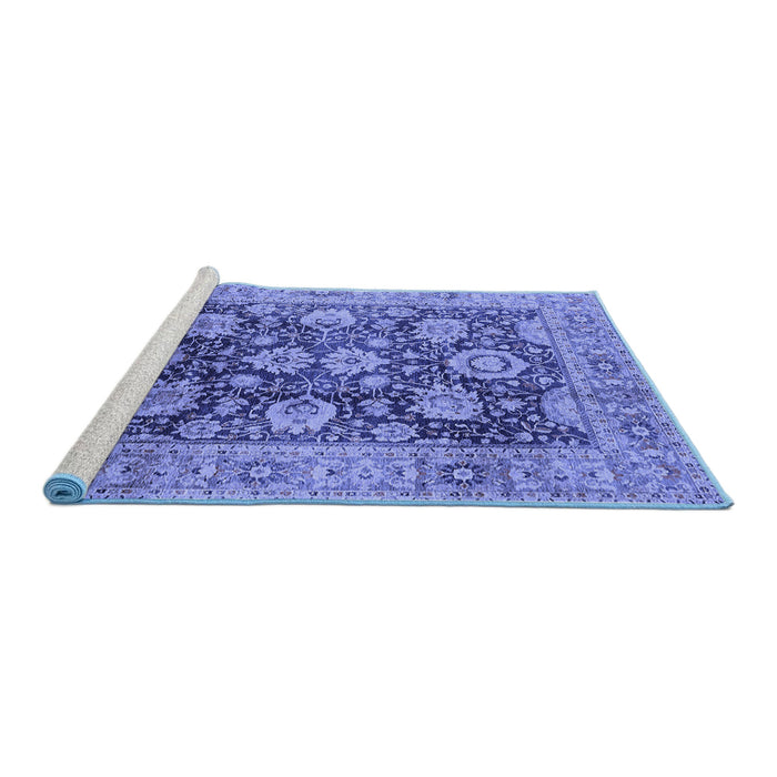 Sideview of Machine Washable Oriental Blue Industrial Rug, wshurb1145blu
