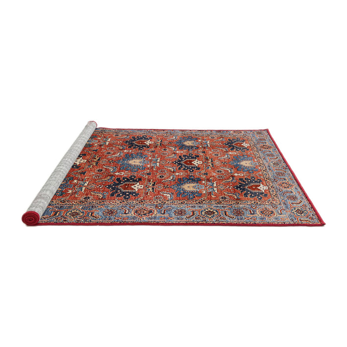 Sideview of Machine Washable Industrial Modern Fire Brick Red Rug, wshurb1146