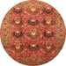 Round Machine Washable Oriental Orange Industrial Area Rugs, wshurb1146org