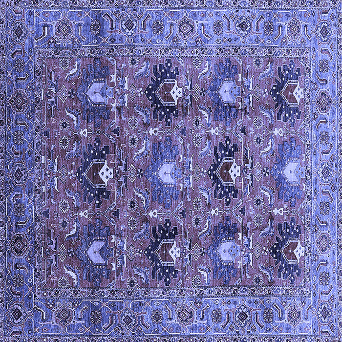 Square Machine Washable Oriental Blue Industrial Rug, wshurb1146blu