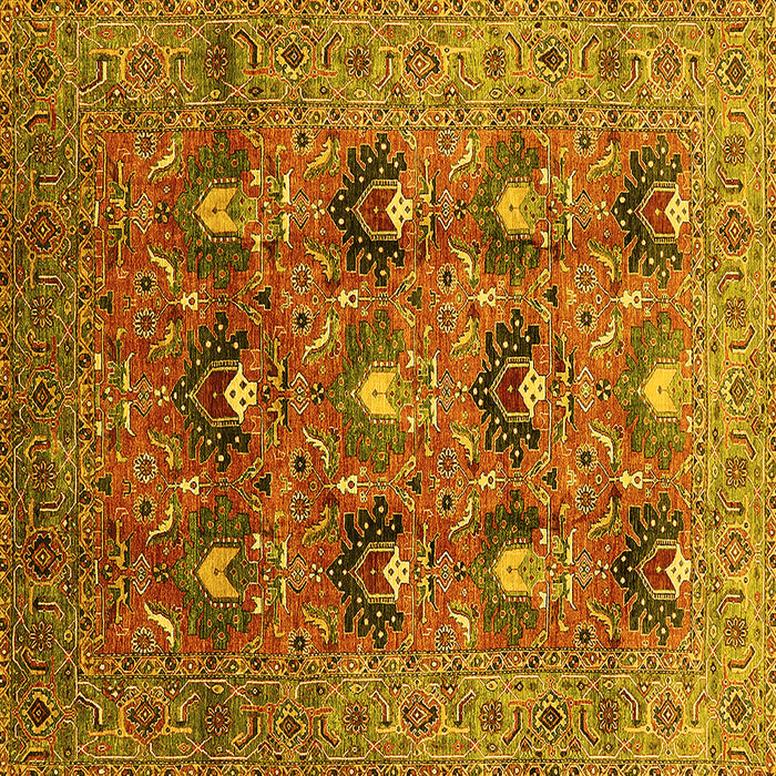 Square Machine Washable Oriental Yellow Industrial Rug, wshurb1146yw