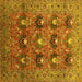 Square Machine Washable Oriental Yellow Industrial Rug, wshurb1146yw