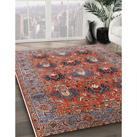 Mid-Century Modern Fire Brick Red Oriental Rug, urb1146