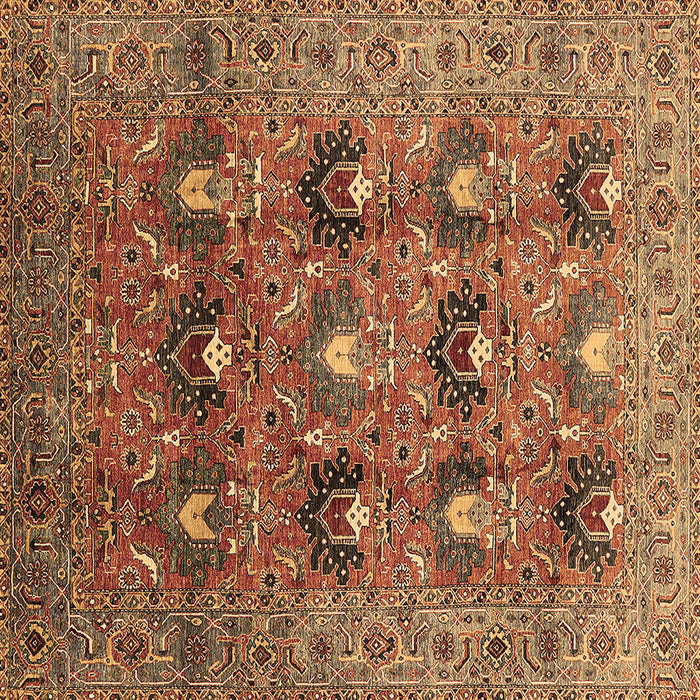 Square Oriental Brown Industrial Rug, urb1146brn
