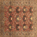 Square Oriental Brown Industrial Rug, urb1146brn