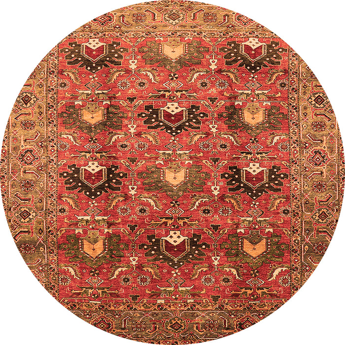Round Oriental Orange Industrial Rug, urb1146org