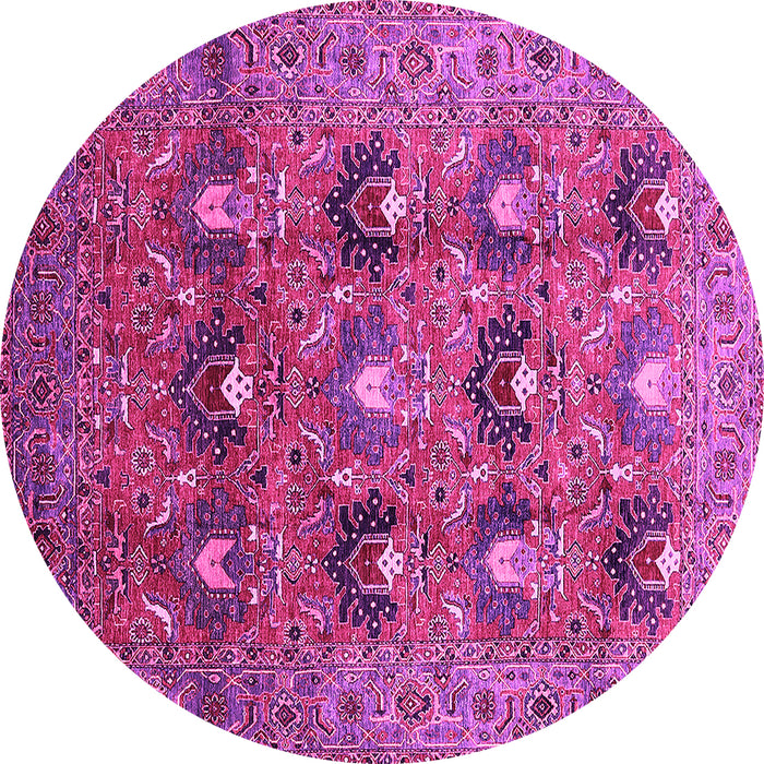 Round Oriental Pink Industrial Rug, urb1146pnk