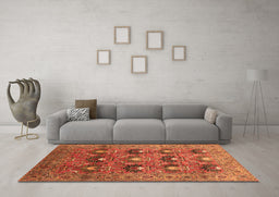 Machine Washable Oriental Orange Industrial Area Rugs in a Living Room, wshurb1146org