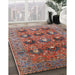 Mid-Century Modern Fire Brick Red Oriental Rug in Family Room, urb1146