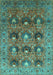 Machine Washable Oriental Turquoise Industrial Area Rugs, wshurb1146turq