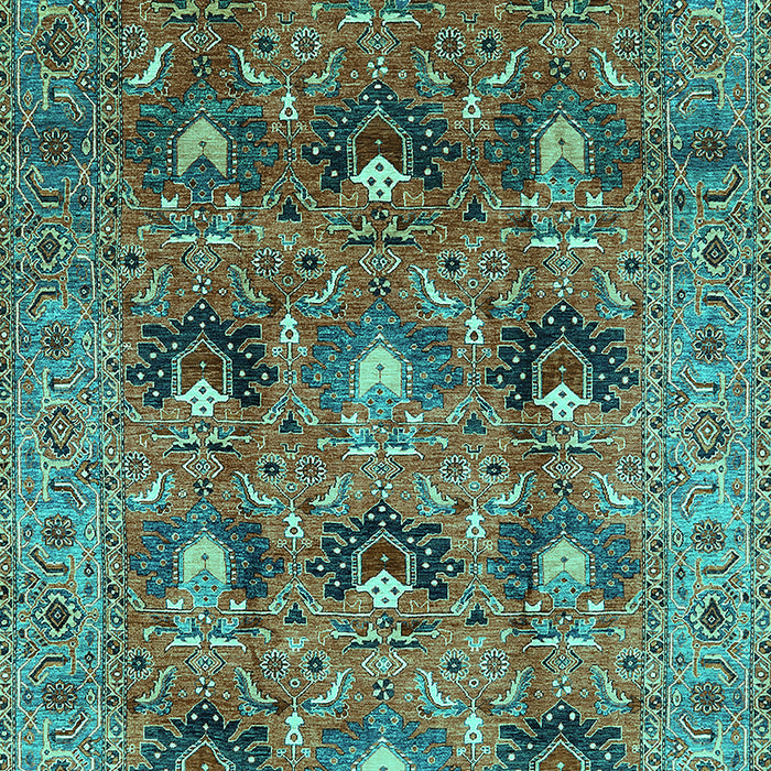 Machine Washable Oriental Turquoise Industrial Area Rugs, wshurb1146turq