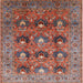 Square Mid-Century Modern Fire Brick Red Oriental Rug, urb1146